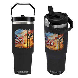 Faith And Freedom Christian American Flag Eagle Flip Straw Tumbler American Faith Pride TS12 One Size: 30 oz Black Print Your Wear