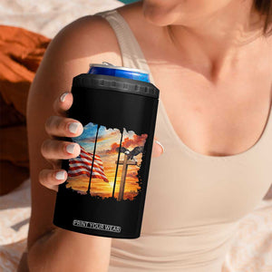 Faith And Freedom Christian American Flag Eagle 4 in 1 Can Cooler Tumbler American Faith Pride TS12 Print Your Wear