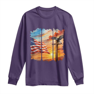 Faith And Freedom Christian American Flag Eagle Long Sleeve Shirt American Faith Pride TS12 Purple Print Your Wear