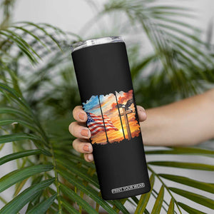 Faith And Freedom Christian American Flag Eagle Skinny Tumbler American Faith Pride TS12 Print Your Wear