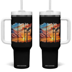 Faith And Freedom Christian American Flag Eagle Tumbler With Handle American Faith Pride TS12 One Size: 40 oz Black Print Your Wear