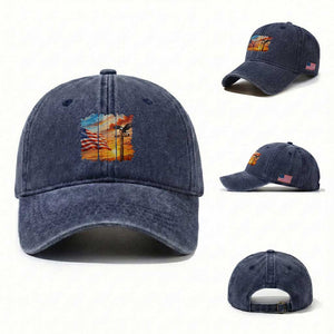 Faith And Freedom Christian American Flag Eagle Washed Cotton Baseball Cap American Faith Pride TS12 Washed Cap Universal Fit Navy Print Your Wear