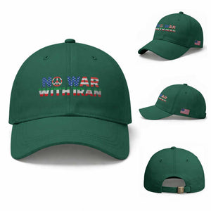 No War USA Iran Flag Baseball Cap Iranian Freedom Peace Advocate Gift TS12 Baseball Cap Universal Fit Irish Green Print Your Wear
