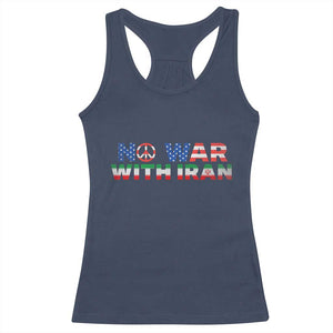 No War USA Iran Flag Racerback Tank Top Iranian Freedom Peace Advocate Gift TS12 Navy Print Your Wear