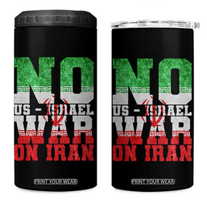 No Us Israel War On Iran 4 in 1 Can Cooler Tumbler Anti War Political Protest Statement TS12 One Size: 16 oz Black Print Your Wear