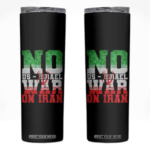 No Us Israel War On Iran Skinny Tumbler Anti War Political Protest Statement TS12 Black Print Your Wear
