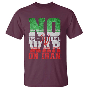 No Us Israel War On Iran T Shirt Anti War Political Protest Statement TS12 Maroon Print Your Wear