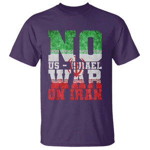 No Us Israel War On Iran T Shirt Anti War Political Protest Statement TS12 Purple Print Your Wear