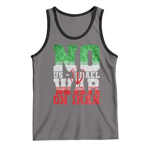 No Us Israel War On Iran Tank Top Anti War Political Protest Statement TS12 Deep Heather Black Print Your Wear
