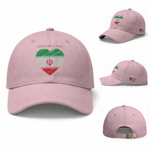 Stand With Iran Baseball Cap Anti War Political Protest Statement TS12 Baseball Cap Universal Fit Light Pink Print Your Wear