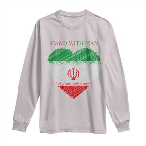 Stand With Iran Long Sleeve Shirt Anti War Political Protest Statement TS12 Ice Gray Print Your Wear