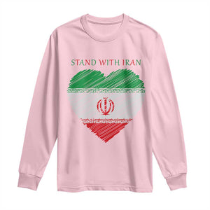 Stand With Iran Long Sleeve Shirt Anti War Political Protest Statement TS12 Light Pink Print Your Wear