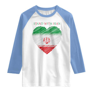 Stand With Iran Raglan Shirt Anti War Political Protest Statement TS12 White Carolina Blue Print Your Wear