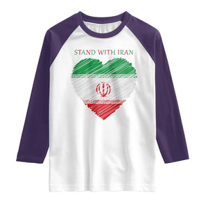 Stand With Iran Raglan Shirt Anti War Political Protest Statement TS12 White Purple Print Your Wear