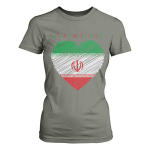 Stand With Iran T Shirt For Women Anti War Political Protest Statement TS12 Military Green Print Your Wear
