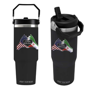 I Stand With Iran Flip Straw Tumbler Support Iranian People For Peace TS12 One Size: 30 oz Black Print Your Wear