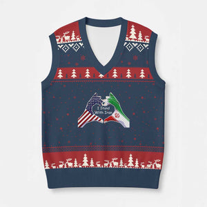 I Stand With Iran V-Neck Knit Sweater Vest Support Iranian People For Peace TS12 Navy Red Print Your Wear