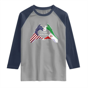 I Stand With Iran Raglan Shirt Support Iranian People For Peace TS12 Sport Gray Navy Print Your Wear