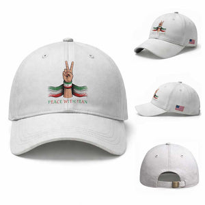 Peace With Iran Baseball Cap Support Iranian People For Peace TS12 Baseball Cap Universal Fit White Print Your Wear