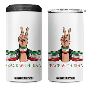 Peace With Iran 4 in 1 Can Cooler Tumbler Support Iranian People For Peace TS12 One Size: 16 oz White Print Your Wear