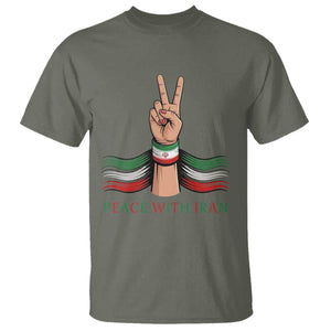 Peace With Iran T Shirt Support Iranian People For Peace TS12 Military Green Print Your Wear