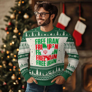 Freedom Dove Flag Ugly Christmas Sweater Peaceful Iran Support TS12 Beige Green Print Your Wear