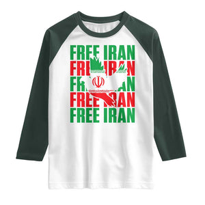 Freedom Dove Flag Raglan Shirt Peaceful Iran Support TS12 White Dark Forest Green Print Your Wear