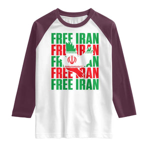 Freedom Dove Flag Raglan Shirt Peaceful Iran Support TS12 White Maroon Print Your Wear