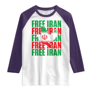 Freedom Dove Flag Raglan Shirt Peaceful Iran Support TS12 White Purple Print Your Wear