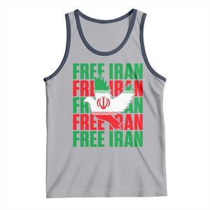 Freedom Dove Flag Tank Top Peaceful Iran Support TS12 Athletic Heather Navy Print Your Wear