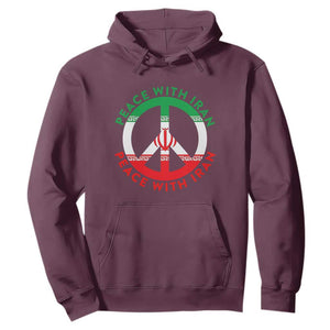 Peace With Iran Hoodie Not War In Middle East TS12 Maroon Print Your Wear