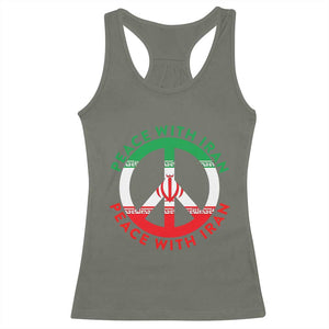 Peace With Iran Racerback Tank Top Not War In Middle East TS12 Military Green Print Your Wear