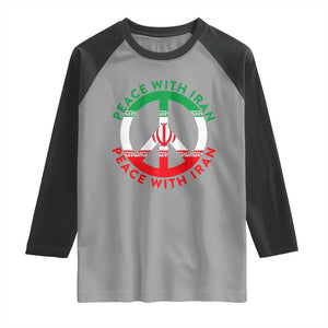 Peace With Iran Raglan Shirt Not War In Middle East TS12 Sport Gray Black Print Your Wear