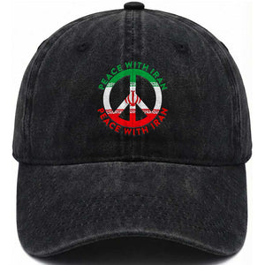 Peace With Iran Washed Cotton Baseball Cap Not War In Middle East TS12 Print Your Wear
