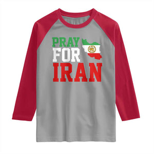 Pray For Iran Raglan Shirt Anti War Protest Apparel Gift TS12 Sport Gray Red Print Your Wear