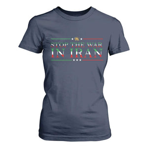Stop The War In Iran T Shirt For Women Anti War Protest TS12 Navy Print Your Wear
