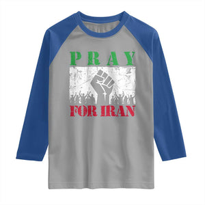 Pray For Iran Raglan Shirt Support Iranian People Peace TS12 Sport Gray Royal Print Your Wear