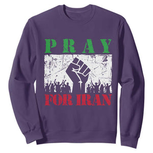 Pray For Iran Sweatshirt Support Iranian People Peace TS12 Purple Print Your Wear