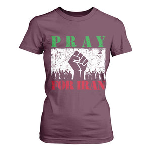 Pray For Iran T Shirt For Women Support Iranian People Peace TS12 Maroon Print Your Wear