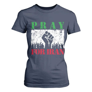 Pray For Iran T Shirt For Women Support Iranian People Peace TS12 Navy Print Your Wear