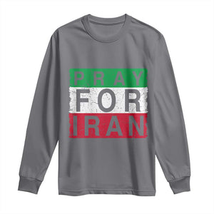 Pray For Iran Long Sleeve Shirt Support Peace For Iran TS12 Charcoal Print Your Wear