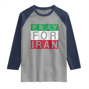 Pray For Iran Raglan Shirt Support Peace For Iran TS12 Sport Gray Navy Print Your Wear
