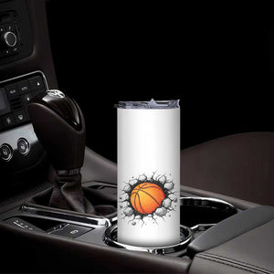 Funny Basketball Bursting Through Wall Skinny Tumbler Sports Fan Gift TS12 Print Your Wear