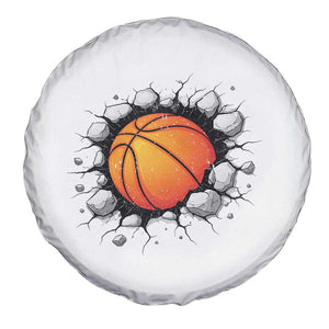 Funny Basketball Bursting Through Wall Spare Tire Cover Sports Fan Gift TS12 Print Your Wear