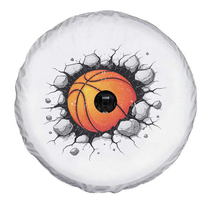 Funny Basketball Bursting Through Wall Spare Tire Cover Sports Fan Gift TS12 Print Your Wear