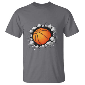 Funny Basketball Bursting Through Wall T Shirt Sports Fan Gift TS12 Charcoal Print Your Wear