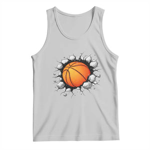 Funny Basketball Bursting Through Wall Tank Top Sports Fan Gift TS12 Ash Print Your Wear