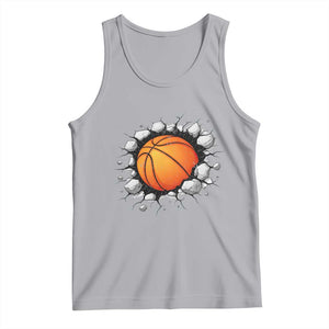 Funny Basketball Bursting Through Wall Tank Top Sports Fan Gift TS12 Athletic Heather Print Your Wear