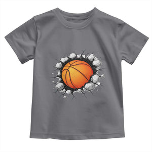 Funny Basketball Bursting Through Wall Toddler T Shirt Sports Fan Gift TS12 Charcoal Print Your Wear