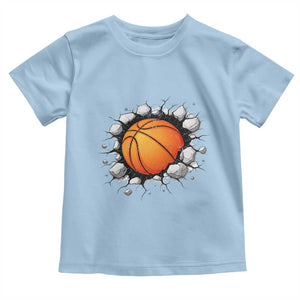 Funny Basketball Bursting Through Wall Toddler T Shirt Sports Fan Gift TS12 Light Blue Print Your Wear